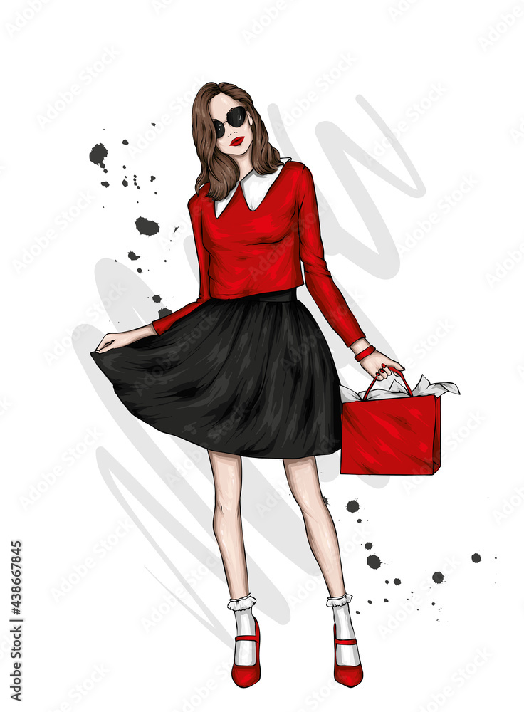 Beautiful girl in stylish clothes and glasses. Fashion and style, clothing and accessories. Beautiful girl in stylish clothes and glasses. Fashion and style, clothing and accessories.
