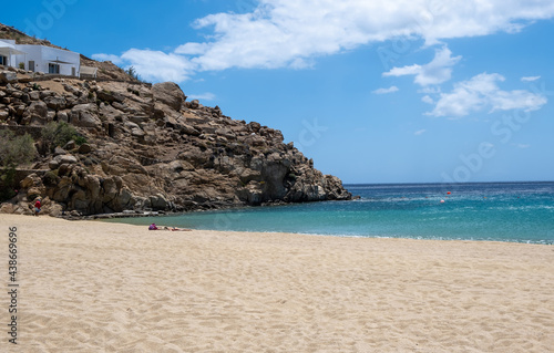 Fototapeta Naklejka Na Ścianę i Meble -  Mykonos island, Cyclades. Greece. Super Paradise sandy beach, summer holidays concept