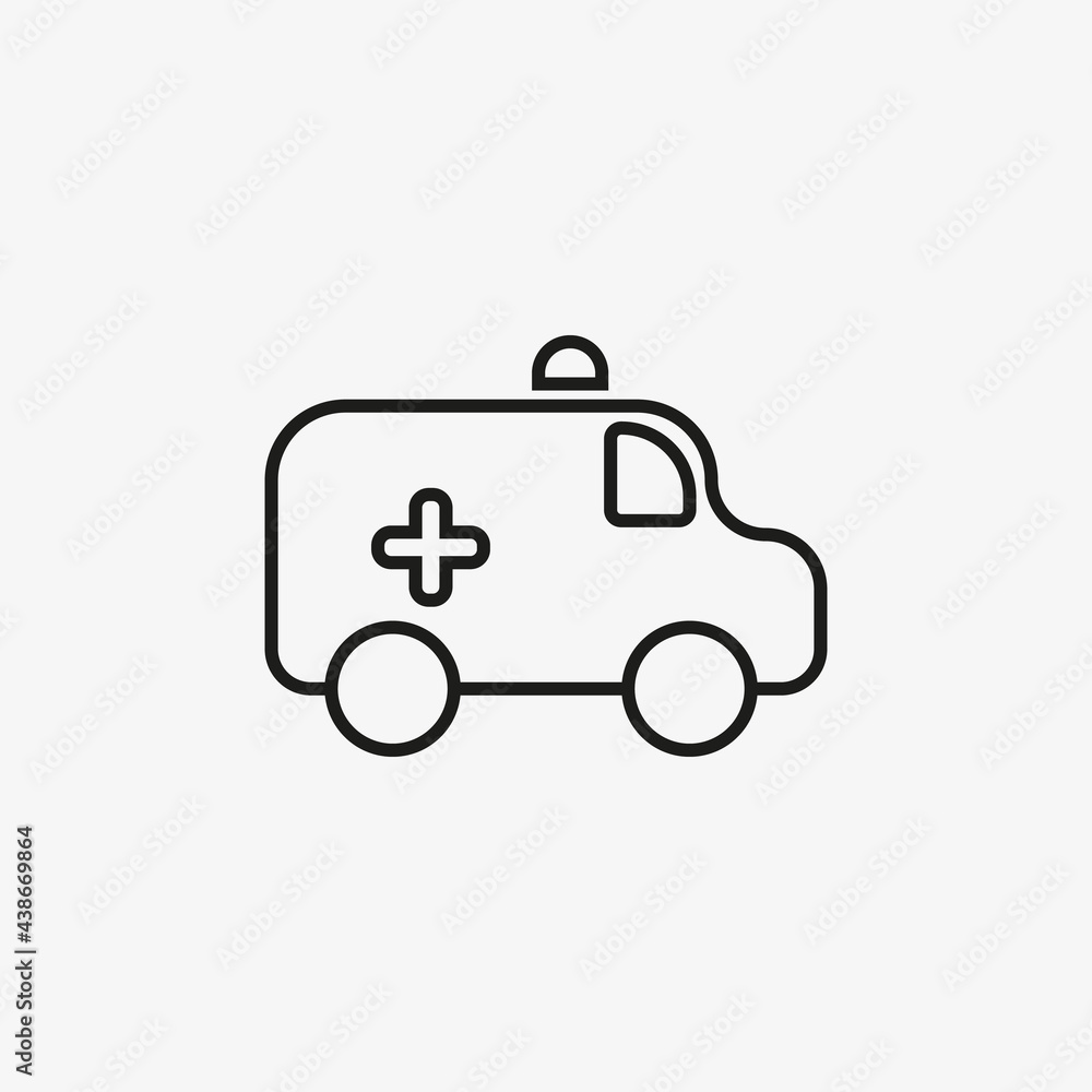 Ambulance car line icon isolated on white background. Hospital emergency transport symbol. Healthcare concept. Ambulance car line icon isolated on white background. Hospital emergency transport symbol. Healthcare concept.