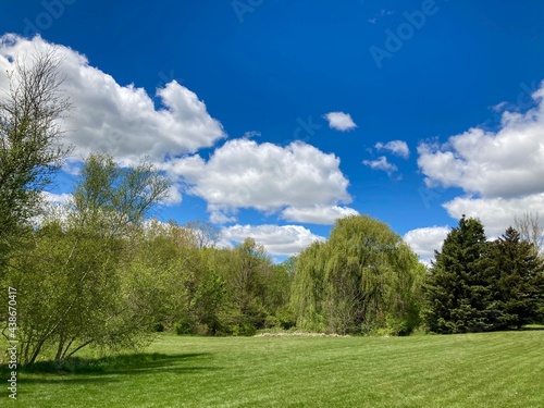 landscape with blue sky and clouds