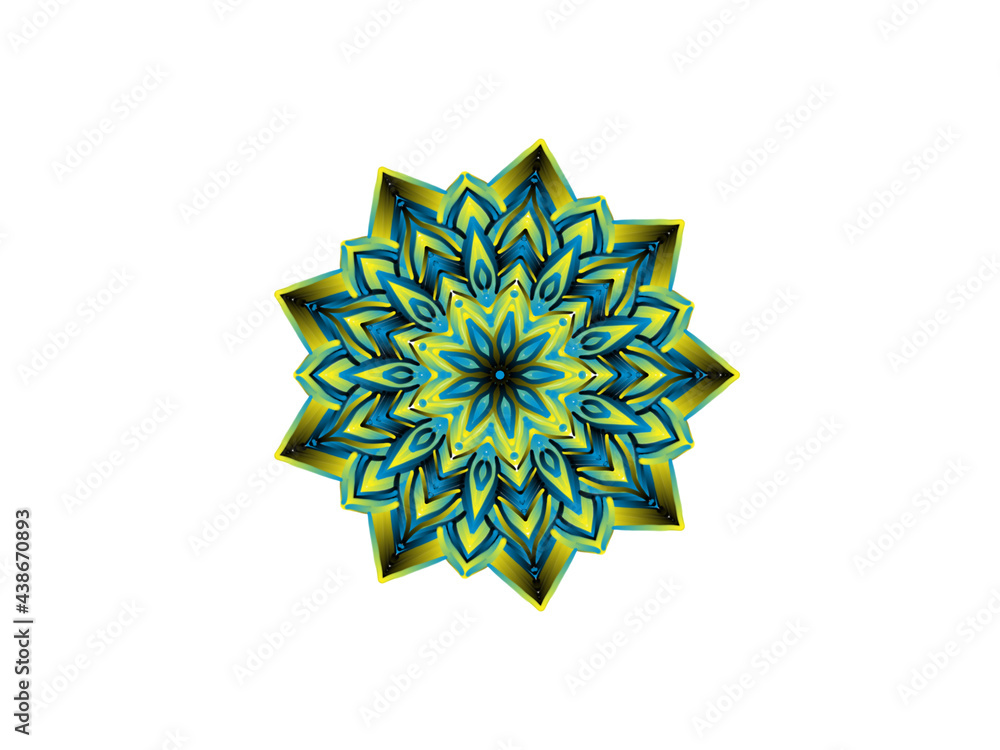 blue green and yellow mandala ornament blue green and yellow mandala ornament