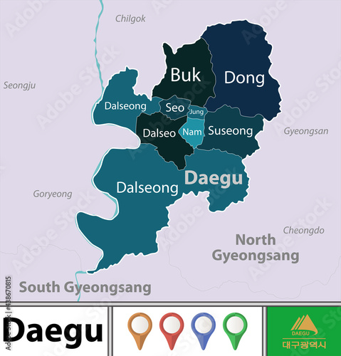 Map of Daegu, South Korea