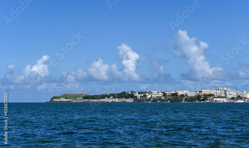 View to El Morro and Old San Juan from Cataño across the bay. Puerto Rico.