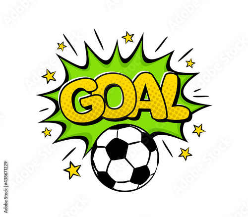 Wallpaper Mural Goal. Bright football logo in popart style. Comic exploison with soccer ball and stars. Sports emblem for competitions, matches, posters. Vector illustration Torontodigital.ca