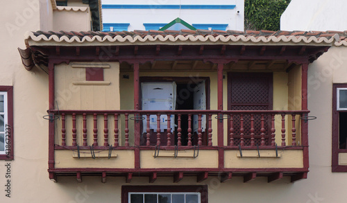 traditional, aristocratic balcony in Arabic style, In the Canary Islands, La Palma