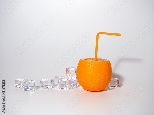 Orange straw and ice