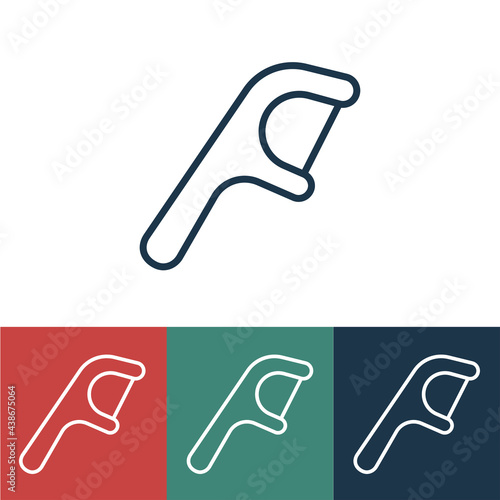 Linear vector icon with dental floss on stick