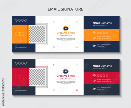 Email signature template design or email footer and personal Facebook cover Premium Vector