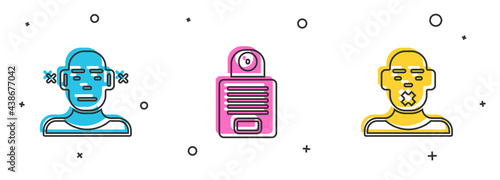 Set Deaf, Intercom and Head of deaf and dumb icon. Vector