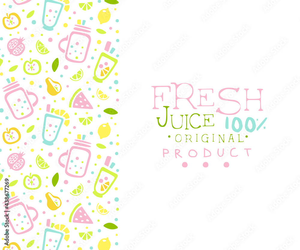 Fresh Juice Original Product Banner Template, Poster, Card Tropical Fruits Seamless Pattern Vector Illustration Fresh Juice Original Product Banner Template, Poster, Card Tropical Fruits Seamless Pattern Vector Illustration