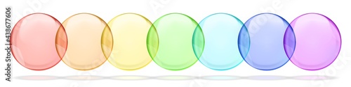 Collection of rainbow colored transparent round bubbles