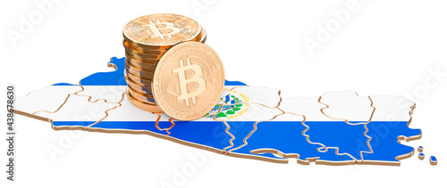 Fotografie Bitcoin legal tender in Salvador, 3D rendering