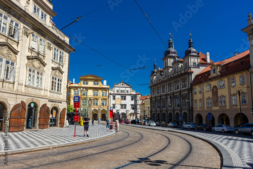 PRAGUE, CZECH REPUBLIC, 31 JULY 2020: tramway in the historic center