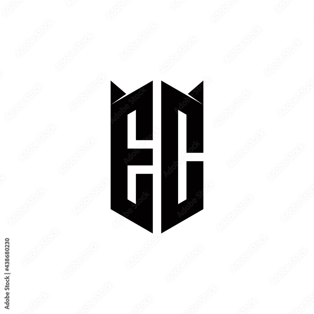 EC Logo monogram with shield shape designs template EC Logo monogram with shield shape designs template