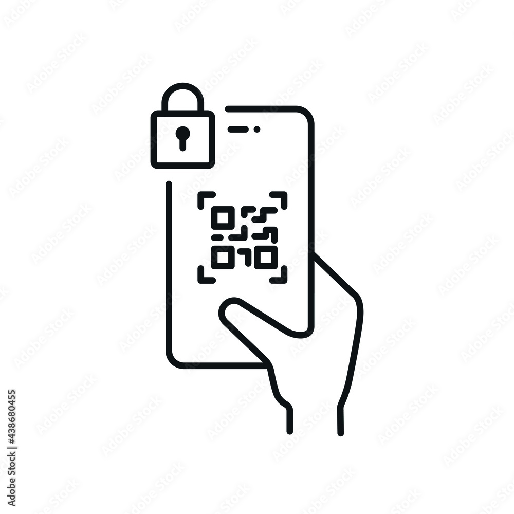 minimal secure qr code app - web symbol - vector minimal secure qr code app - web symbol - vector