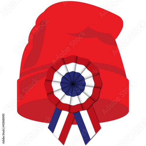 Slika na platnu Phrygian cap or liberty cap with tricolor cockade on