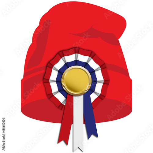 Phrygian cap or liberty cap with tricolor cockade on.  Bonnet phrygien. Prise de la Bastille 14 juillet. Bastille day 14 july. French National Day. Viva la France. French revolution.