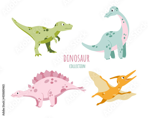 Cute cartoon dinosaurs vector collection. Cartoon dino collection  prehistoric reptile