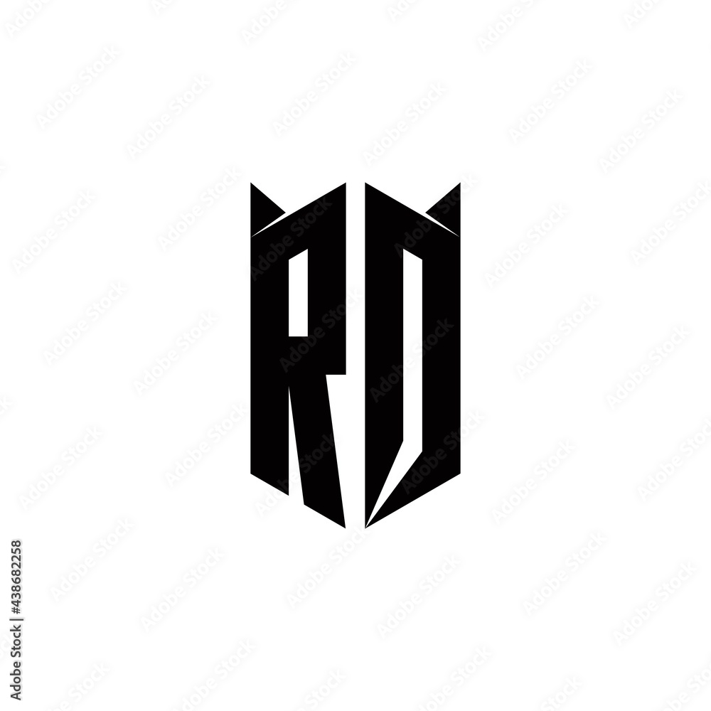 RQ Logo monogram with shield shape designs template RQ Logo monogram with shield shape designs template