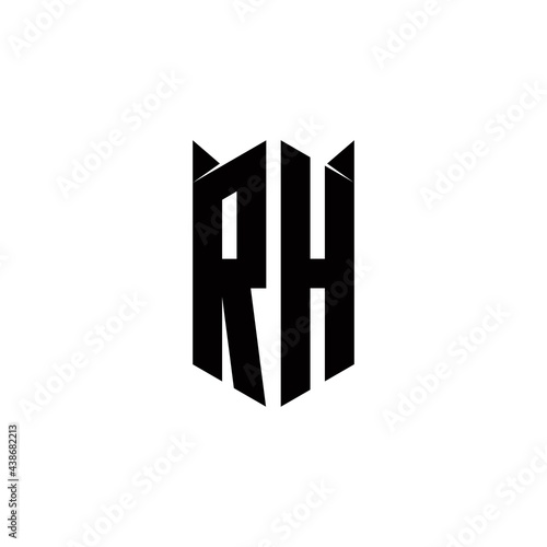 Free Download RH Logo monogram with shield shape designs template - GFXLoad