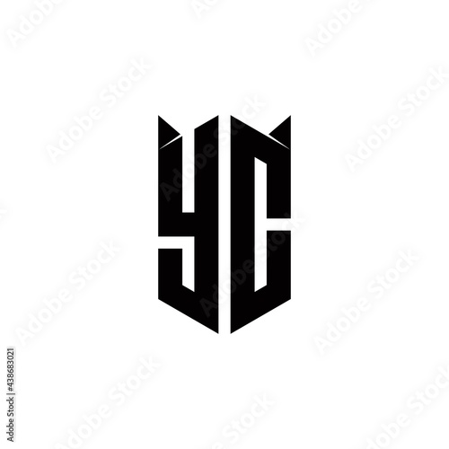 YC Logo monogram with shield shape designs template photo