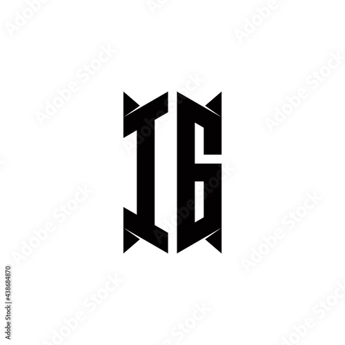 IG Logo monogram with shield shape designs template