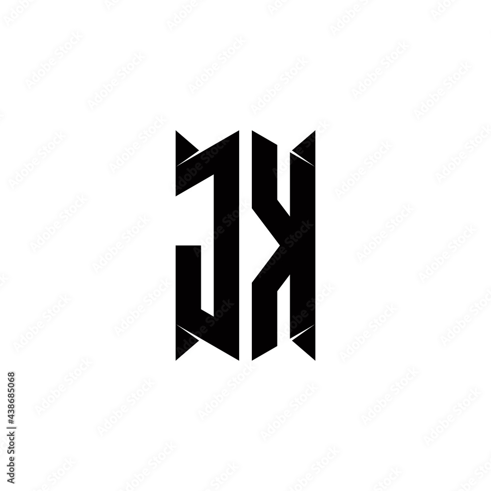 JK Logo monogram with shield shape designs template JK Logo monogram with shield shape designs template
