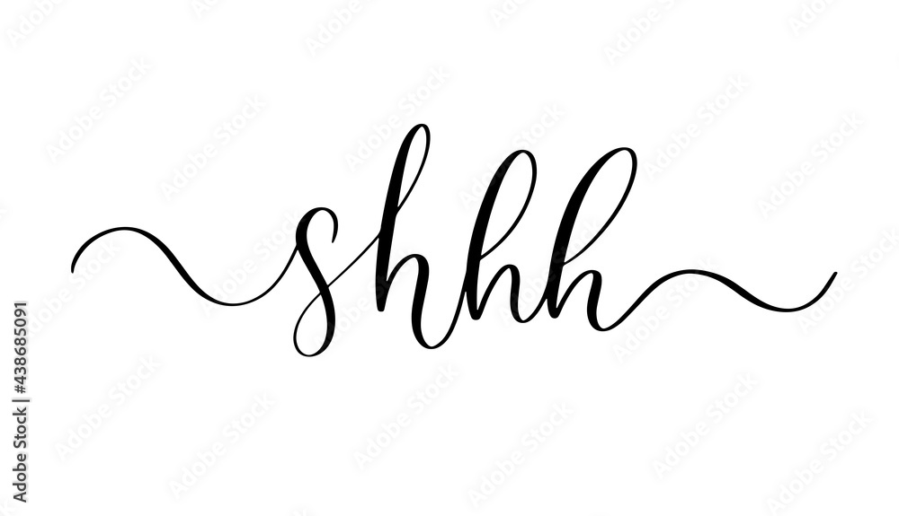 © ku4erashka - Slogan shhh sign. Stop, please be quiet icon psssst . Forbad, silence no speaking or no talking. Funny vector flat icons silhouette Silent finger over lips or mouth sign. Sound off quote.