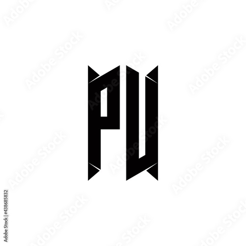 PU Logo monogram with shield shape designs template