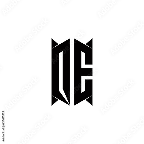 QE Logo monogram with shield shape designs template