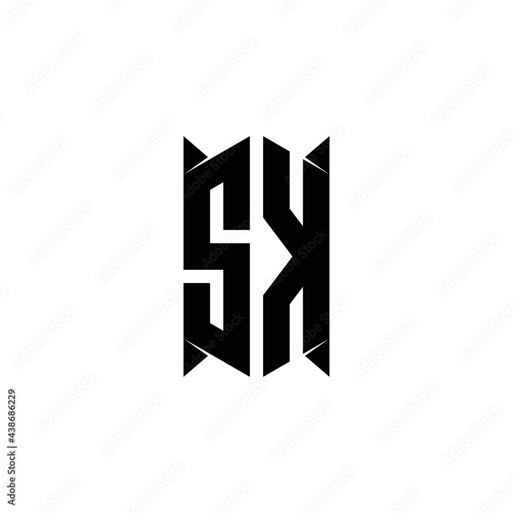 SK Logo monogram with shield shape designs template SK Logo monogram with shield shape designs template