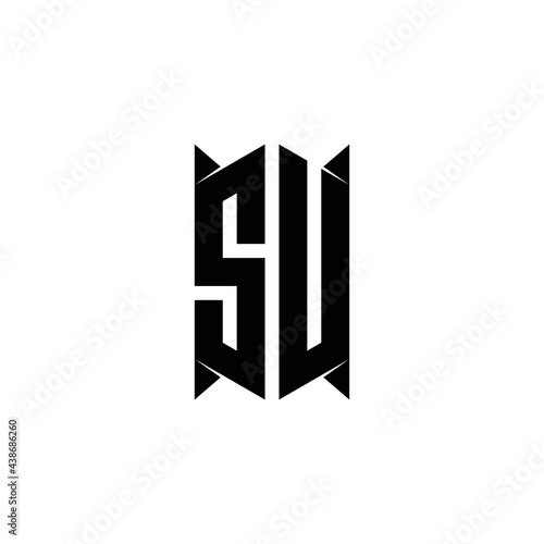 Free Download SU Logo monogram with shield shape designs template - GFXLoad
