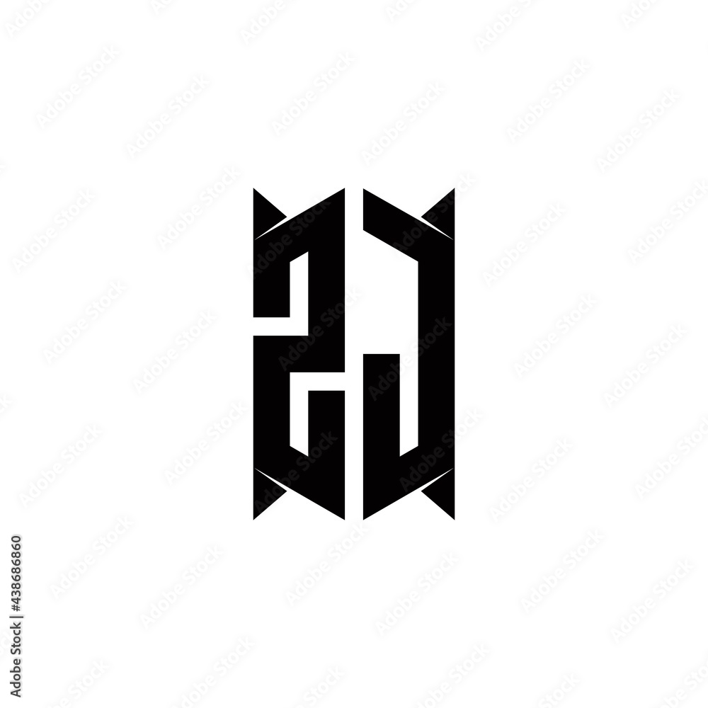 ZJ Logo monogram with shield shape designs template ZJ Logo monogram with shield shape designs template