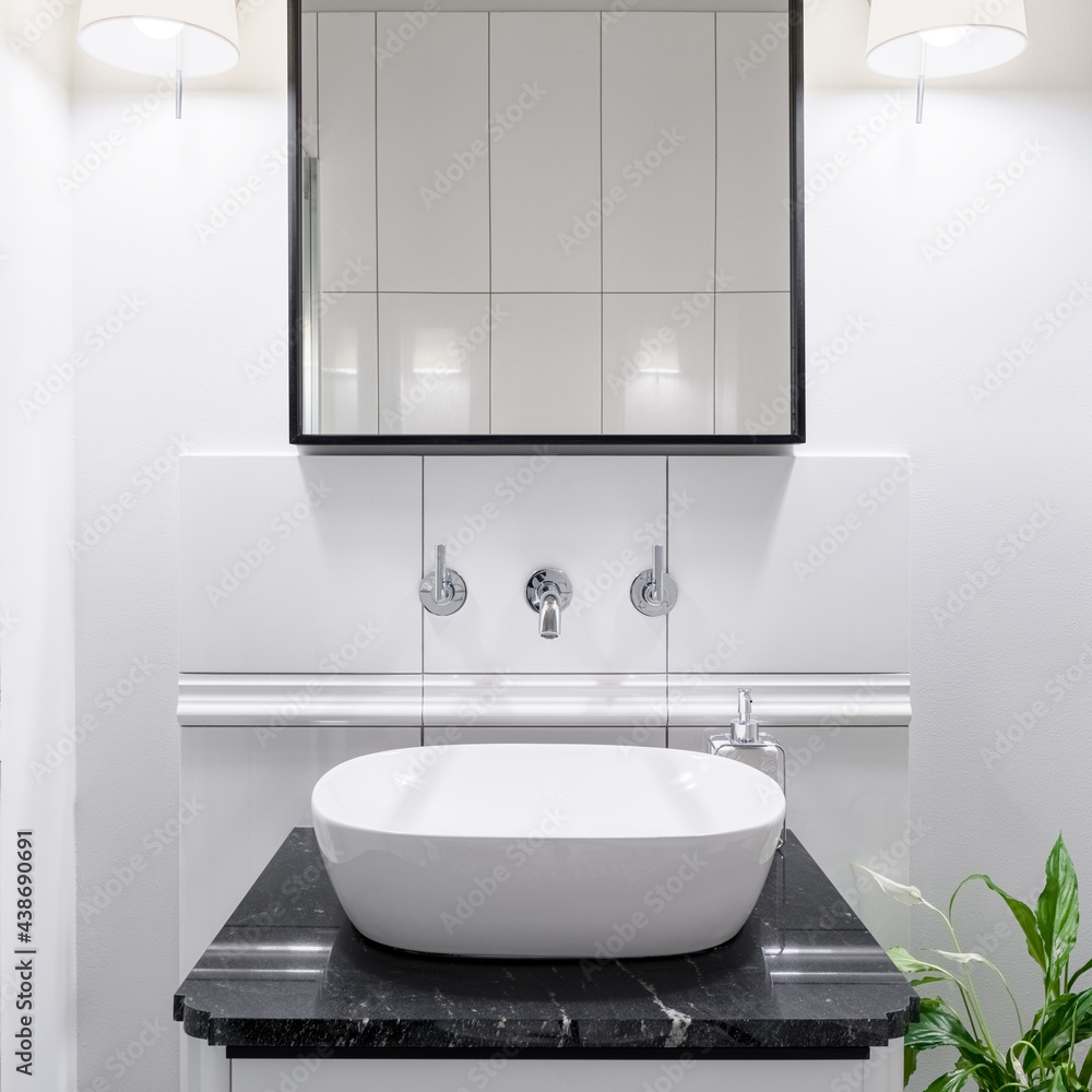 Close-up on elegant bathroom washbasin Close-up on elegant bathroom washbasin