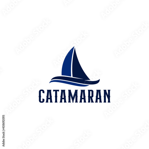 Simple Boat Hull Catamaran Silhouette Logo