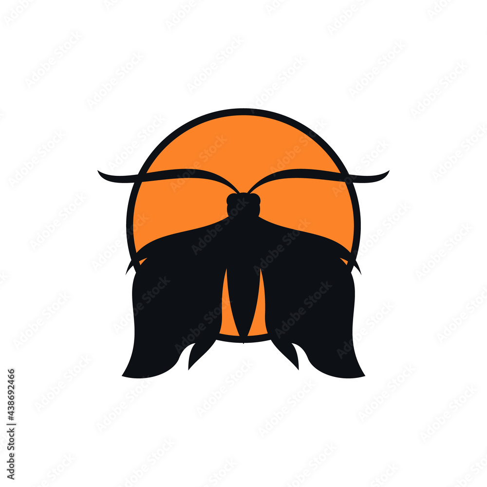 Butterfly logo with sun concept design vector Butterfly logo with sun concept design vector