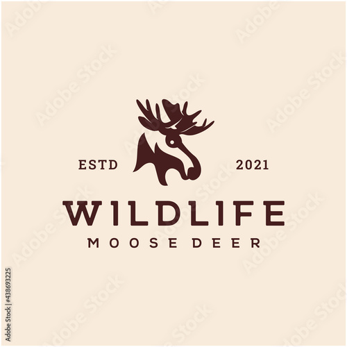 Moose Deer Head Silhouette Vector Logo Illustration Design