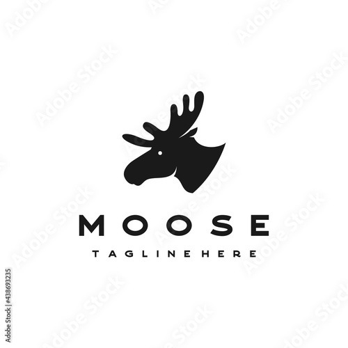 Moose Deer Head Silhouette Vector Logo Illustration Design