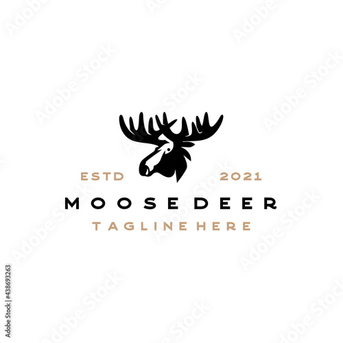 Moose Deer Head Silhouette Vector Logo Illustration Design
