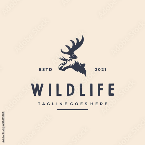 Moose Deer Head Silhouette Vector Logo Illustration Design