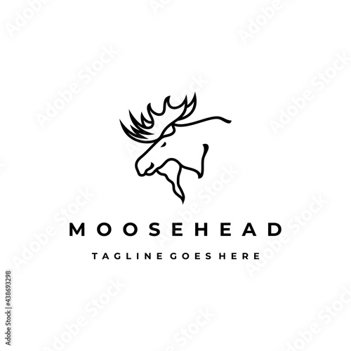 Moose Deer line art logo vector icon illustration design