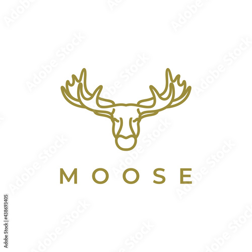 Moose Deer line art logo vector icon illustration design