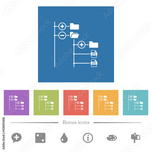 File browser with jpg files flat white icons in square backgrounds photo