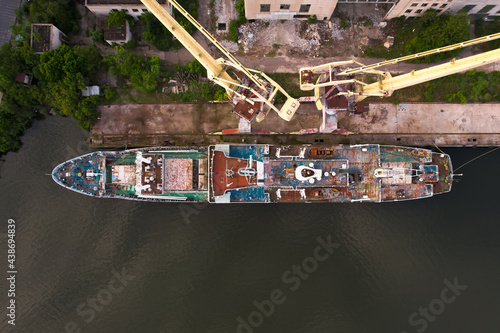 Принти на полотні Abandoned explore ship Saint Olga alongside in Mykolaiv Shipbuilding yard