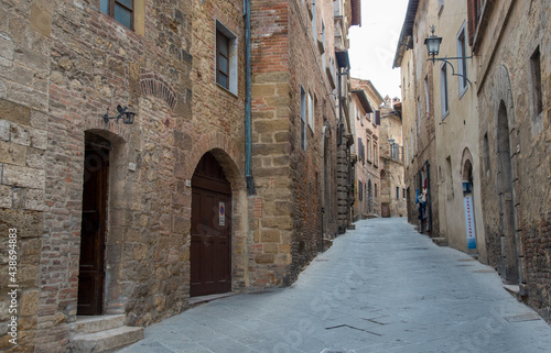 Empty street in the medieval historical town of montepulciano Tuscany  Italy