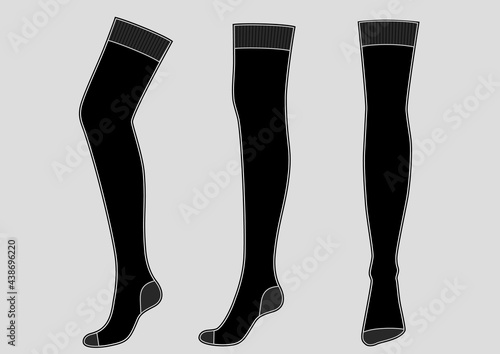 The linear sketch women's black stocking on the leg.