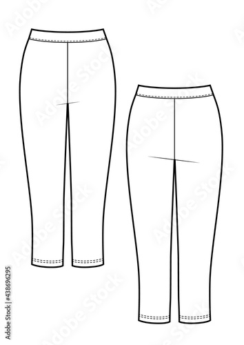 Tight breeches pants technical fashion illustration.