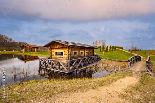 Old wooden cabin on the water