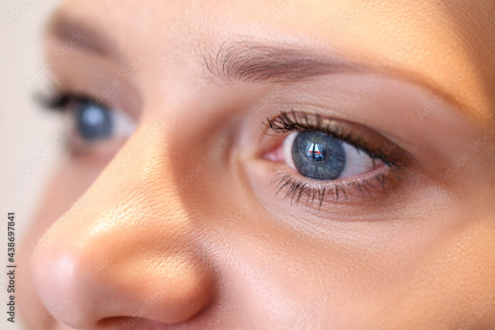 Fototapeta premium Close up of imperfect face of woman without makeup