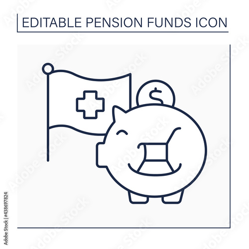 Credit suisse line icon. Piggy bank.Create long-term value and mitigate risks with an investment strategy. Accumulate money. Pension fund concept. Isolated vector illustration. Editable stroke